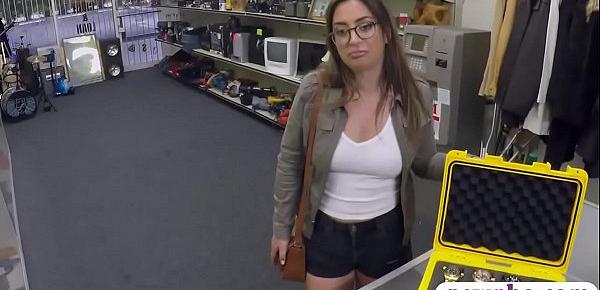  Woman with glasses nailed by pawn dude at the pawnshop